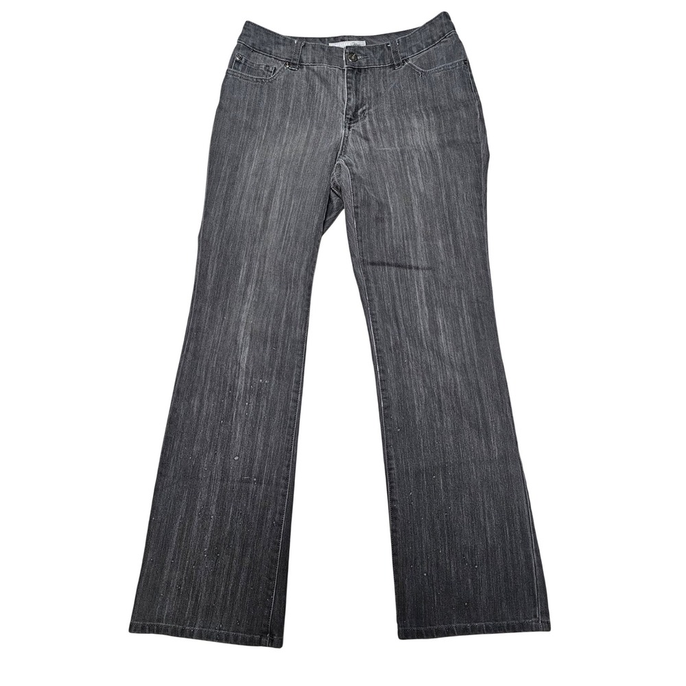 Chico's Platinum Women's Size 00 Regular Bootcut Jeans Gray Stretch Denim